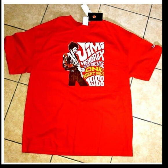 NEW JIMI HENDRIX Concert T-Shirt Size XL Red Experience 1968 COTTON TOP - Picture 1 of 5